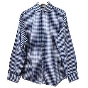 Charles Tyrwhitt Shirt Mens 15.5 Plaid Non Iron Slim Fit French Cuff LS Buttons